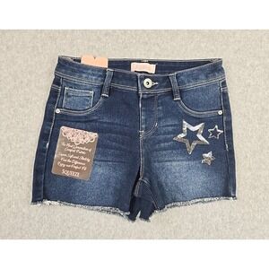 Squeeze Jean Shorts Girls Size 10 Cut Off Mid Rise Denim Shortie Jeans Stars NWT